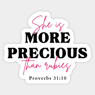 She's more precious than rubies Proverbs 31:10 Christian Woman Sticker